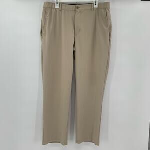 IZOD Golf Mens 38x32 Pants Khaki Beige Logo Lightweight Comfy Stretch Straight